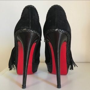 Christian Louboutin tassel black suede booties